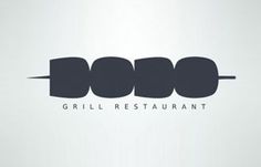 the grill restaurant logo is shown in black and grey colors on a gray background with white lettering