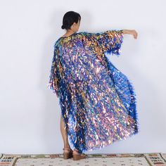 Welcome to my shop, I am in China. It will need around 30 days for international orders. Please consider the time when placing order. Sequin bohemian kimono,perfect for a casual day out. Material: mesh, sequins Body length:50 inches（127cm） Can shorten the length as your request Shoulder width: 27.5 inches(70cm) Waist width: 27.5 inches（70cm） Sleeve length:13.7 inches（35cm） CARE: Wash gently by hand in cold water. Single wash. Don't press! Hang to dry. My Mom model is 5.25 ft/ 160 cm height Maybe Plus Size Disco Outfit, Bohemian Festival Outfit, Sequin Duster, Festival Kimono, Festival Fancy Dress, Boho Festival Outfit, Sequin Kimono, Bohemian Kimono, Rave Clothing