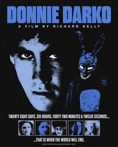 a movie poster for the film donnie darko with an image of a man and a