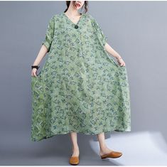 Sku CY-!119073 Material Cotton Style Loose Feature Printed Neckline V-neck Occasion Going out , Casual , Vintage Seasons Spring, Summer, Autumn Type Midi Dress Color Green Size L, XL Size Chart: Please consult the size chart we provide for this item's measurements to help you decide which size to buy. Please note: There may be 1-3cm differ due to manual measurement. CM Bust Shoulder Sleeve Length L 120 45 23 116 XL 125 47 24 118 Linen Midi Dress, Avocado Green, Cotton Style, Xl Dress, Shoulder Sleeve, Dress Collection, Wardrobe Essentials, Printed Cotton, Unique Style