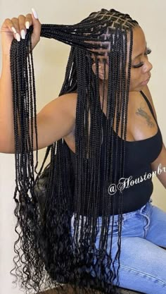 Big Box Braids Hairstyles, Box Braids Hairstyles For Black Women, Braided Cornrow Hairstyles, Cute Box Braids Hairstyles, Pretty Braided Hairstyles, Girls Hairstyles Braids, Hair Braiding, Hair Ponytail Styles, Knotless Braids