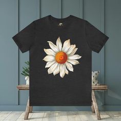 Large Daisy Unisex T-Shirt | Versatile Sizes and Colors Branch and Stick Large Daisy, Daisy Design, Prism Color, Ice Blue, Leisure Wear, Heathers, Print Making, Bella Canvas, Unisex T Shirt