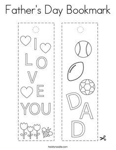 father's day bookmark with the words i love you dad and soccer balls