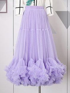 Panto Costumes, Cheap Maxi Skirts, Purple Maxi Skirt, Mesh Skirts, Otherworldly Beauty, Feminine Clothes, High Waist Skirts, Style Evolution, Luxury Party