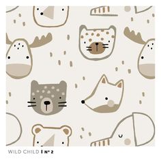 an animal themed wallpaper with various animals on it's face and the words wild child in 2