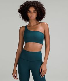 Tune in within. Made with a ribbed version of our buttery-soft Nulu™ fabric  this one-strap bra offers freedom of movement for an intentional practice. Lululemon Black Friday, Yoga Light, Matted Hair, Green Jasper, Dress Bra