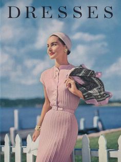 Pink Lady • 1950s Knitting Dress Shirtdress • 50s Vintage Engagement Vogue Pattern • Retro Women's K 1950 Style, 1950s Woman, Fashion 1950, 1950 Fashion, Vintage Fashion 1950s, Glamour Vintage, Fifties Fashion, Design Moda, Look Retro