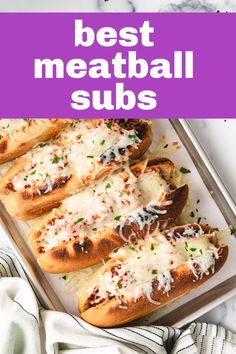 Top down view of sandwiches on a sheet pan. Recipes With Frozen Meatballs, Baked Meatball Subs, Best Frozen Meatballs, Recipes With Cheese, Oven Meatballs, Meatball Sandwich Recipes, Meatballs Marinara, Frozen Meatball Recipes, Meatball Sandwiches