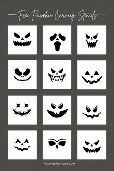 the pumpkin carving stencils are designed to look like jack - o'- lantern faces