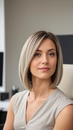 Medium One Length Haircut, Long Bob Styling, Long Bob For Fine Hair, Angled Bob Haircuts For Fine Hair, Long Bobs Haircuts, Long Straight Bob, Classic Bob Haircut, Lob Haircuts, Chin Length Hair