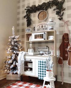 a christmas tree and other decorations in a room