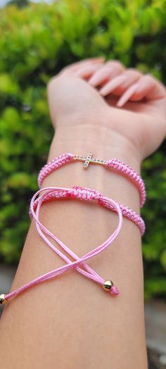 Adjustable bracelet to fit any size wrist Pink Adjustable Bracelet Jewelry, Pink Adjustable Band Bracelet As Gift, Pink Adjustable Band Bracelet For Gift, Hold Me, Cross Charms, Pink Bracelet, Adjustable Bracelet, Infinity Bracelet, Delicate Bracelet