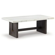 a white marble top coffee table with black legs