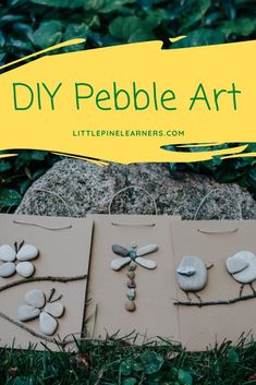 some rocks are sitting on the ground with text overlay that says diy pebble art