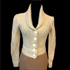 * New With Store Tags * Retail $450 * Size P * 70% Lambs Wool, 20% Angora, 10% Nylon * Bust Up To 35” * Length 19” From Top Of Shoulder Catherine Malandrino, Wool Sweater, Wool Sweaters, Sweaters For Women, Wool, Cream, Tags, Color