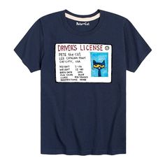 He'll feel like the cat's meow in this Boys 8-20 Pete The Cat Drivers License Graphic Tee. He'll feel like the cat's meow in this Boys 8-20 Pete The Cat Drivers License Graphic Tee. Crewneck Short sleeveFABRIC & CARE Cotton, polyester Machine wash Imported Size: Small. Color: Navy. Gender: male. Age Group: kids. Material: Cotton Blend. Graphic Tee Shirt Outfit, Tee Shirt Outfit, Cat Cartoon, Pete The Cat, Swaggy Outfits, Dream Clothes, Graphic Tee Shirts, Custom Dog, Look Cool