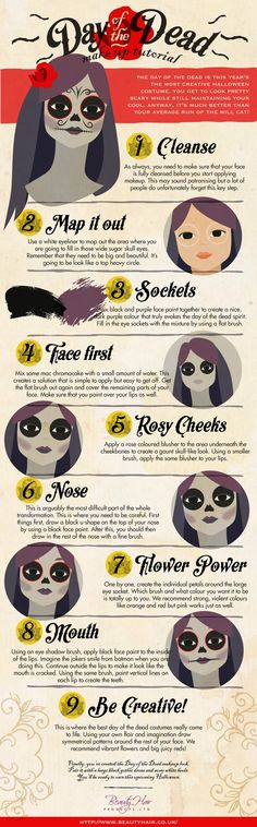 Dead Makeup Tutorial, Makeup Tutorial Halloween, Muertos Makeup, Day Of The Dead Makeup, Sugar Skull Costume, Fiesta Halloween, Day Of Dead, Halloween Tutorial