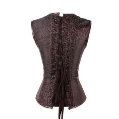 Look no further than our stunning Medieval Victoria Steampunk Gothic PU Pattern costume for your next cosplay event or gift for her. Featuring a stylish and unique design, this steampunk clothing will surely draw attention wherever it is worn. Crafted from high-quality PU leather and featuring intricate detailing, with ornamental lacing and bronze buttons running down the chest, it perfectly blends classic Victorian style and Renaissance influences. The fitted bodice and full skirt are complimen Corset Brown, Corset Steampunk, Cape Outfit, Dragons Clothes, Style Steampunk, Steampunk Corset, Gothic Clothes, Overbust Corset, Steampunk Costume