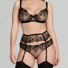 Full Set From Agent Provocateur, Nwt, Briefs And Suspender Size 3 And Bra 32d. Luxury Black Evening Bra, Luxury Black Bra, Agent Provocateur Lingerie, Silk Bra, Demi Cup Bra, 32d Bra, Mesh Bra, Soft Cup Bra, Demi Bra