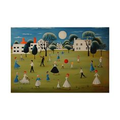 a painting of people playing in the park