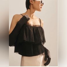 New With Tag Anthropologie Pleated Tulle Tank Black Size Small A963 Elegant Black Summer Tops, Anthropologie Tulle, Pleated Tulle, Anthropologie Top, Anthropologie, Top Blouse, Blouses, Womens Tops, Women Shopping