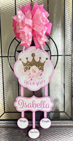 it's a girl baby shower door hanger