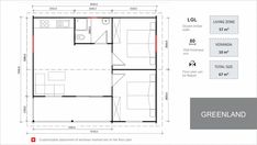 the floor plan for a small house with two bathrooms and one bedroom on each side