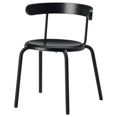 a black chair on a white background with the seat up and one arm bent back