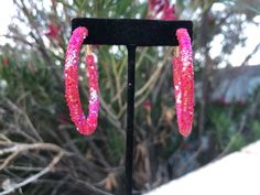 Prom Dress Jewelry, Hot Pink Hoco Dress, Hot Pink Prom, Hot Pink Jewelry, Prom Bracelet, Hot Pink Accessories, Hot Pink Bracelets, Pink Hoop Earrings, Hot Pink Prom Dress