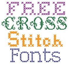 the cross stitch font in different colors