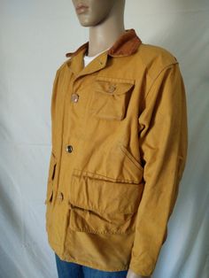 "Vintage 1950's-1960's hunting heavy duty canvas jacket for men's by Black Sheep size Large. Very well conditions, 3 front pockets, interior pockets,talon zip, corduroy collar. Pouched hem that zips on interior and can be let down. Please, check carefully the measurements, photos and description of the article before buying it, we do not accept changes or returns. Measuraments lying face down from outside: 24\" Across chest underarm to underarm. 20\" Shoulder seam to seam.. 22\" Sleeve length fr Mountain Jacket, Canvas Jacket, Let Down, Suede Leather Boots, Favorite Boots, Large Man, Black Sheep, Face Down, Gray Suede