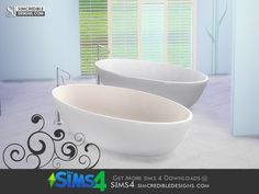 two white bath tubs sitting next to each other in a bathroom