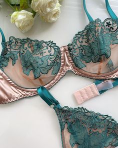 Premium New Jade Jasmine Lingerie Set - Angie's Showroom Bra Sets, Lingerie Collection, Bra Set, Lace Bra, Lingerie Set, Floral Lace, New Product, Showroom, Jade