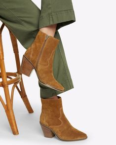 Our Randall Boot in Cognac Suede is the shoe equivalent of the pumpkin spice latte — you'll be counting down the days 'til fall. Unlike the PSL, though, this surprisingly comfy boot will be with you all winter long; you'll love it with skirts, dresses, jeans...  ======== Upper Material: Silky Cowsuede Outsole: 100% TPR Midi Dress Work, Equestrian Chic, Comfy Boot, Casual Date Night, Draper James, Casual Date, Mini Dress Casual, Pumpkin Spice Latte, Skirts For Sale