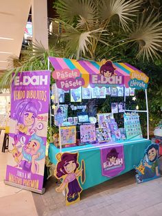 a booth with cartoon characters on it for sale