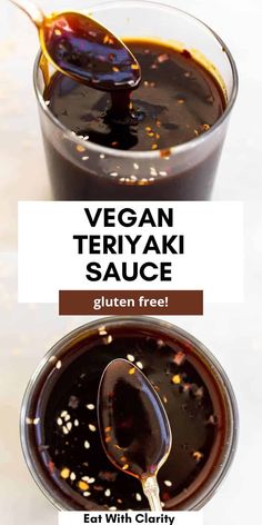 vegan teriyaki sauce in a glass bowl with spoon