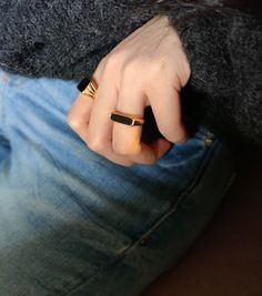 ♥ SIGN UP for 10% OFF your first order: https://bit.ly/3olIlWf ♥ DETAILS - Materials: Stainless steel, 18k gold plating. - Nickel-free, anti-corrosion, tarnish-resistant, and hypoallergenic. - Safe for sensitive skin. - Waterproof Ring: you can wear it while taking a shower or washing your hands. ♥ RING SIZE US 6 = UK M = EU 52: Diameter 16.5 mm, Circumference 52 mm US 7 = UK O = EU 55: Diameter 17.3 mm, Circumference 54.5 mm US 8 = UK Q = EU 57: Diameter 18.2 mm, Circumference 57.2 mm ♥ GIFT WR Trendy Enamel Ring For Everyday, Black Everyday Ring Jewelry, Black Everyday Ring, Elegant Black Couple Rings As Gift, Black Trendy Rings For Everyday, Elegant Black Couple Rings For Gift, Everyday Black Ring Jewelry, Trendy Black Rings For Everyday Wear, Elegant Black Couple Rings