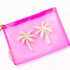 New In Packaging Jelly Palm Tree Bag! Super Cute For The Summer !! Pink Clutch Pouch For Travel, Pink Travel Cosmetic Clutch Bag, Pink Tote Cosmetic Bag As A Gift, Pink Tote Cosmetic Bag Perfect For Gifts, Pink Clutch Cosmetic Bag For Travel, Pink Tote-shaped Cosmetic Bag For A Gift, Pink Tote-style Cosmetic Bag As Gift, Trendy Pink Everyday Pouch, Pink Summer Travel Pouch