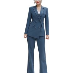 Make A Statement At Work Or Play With This Stylish Blazer. It’s So Versatile You Could Wear It To A Board Meeting Or A Coffee Date. Double-Breasted Design Two Front Pockets Button Closures Navy Color Fully Lined Long Sleeves Tailored Fit Notched Lapel Chest Pocket High-Quality Fabric Features: Double-Breasted Fully Lined Tailored Fit Size: Womens M Condition: New With Tags Item Is New, Unused, And Still Has Original Tags Attached. Fitted Light Blue Winter Blazer, Winter Fitted Light Blue Blazer, Blue Fall Office Suit, Blue Blazer With Suit Collar, Blue Double-breasted Suit, Fitted Light Blue Blazer For Fall, Fitted Light Blue Fall Blazer, Blue Suits With Buttons For Fall, Fitted Blue Suits For Fall