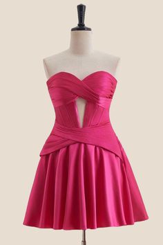 Short Princess Dress, Magenta Fashion, Hot Pink Color, Corset Bodice, Convertible Dress, Bridesmaid Accessories, Occasion Shoes, Short Bridesmaid Dresses, Tea Length Dresses