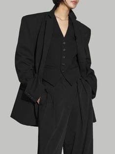 A stunning oversized and longer length blazer with three single buttons and slimline collar. Faux pocket details. Model is in size MINUSEY ONE SIZE. ✔️ Free worldwide express shipping over $100✔️ Loved by 6,500+ customers✔️ Limited edition collections, maximum style⠀⠀⠀⠀⠀⠀⠀⠀⠀Stay ahead of the trend with can’t-find-anywhere-else staples. Your closet will thank you 💕 * MINUSEY ONE SIZE = EU 34-38, US 2-6* 72% Polyester / 22% Rayon / 4% Spandex / 2% Wool* Dry clean* Made in Korea - Model Height: 17 Casual Suits Women, Women Suit Outfits, Womens Suit Outfits, Blazer Outfits Women, Suit Lining, Tomboyish Outfits, Oversized Fashion, Woman Suit Fashion, Single Button Blazer