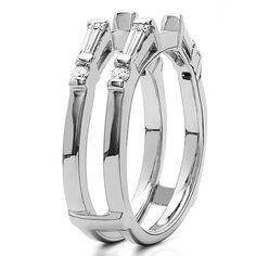 two white gold wedding bands with diamonds