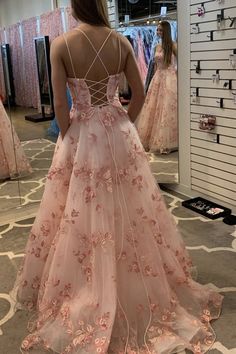 Pink Tüll Blumen lange Abschlussballkleider A-Line-Abschlusskleid mit Taschen Formal Evening Dresses Long, Long Ball Gown, Evening Dress Long, Ball Gown Dress, Graduation Gown, Pink Evening Dress, Professional Dress, A Line Evening Dress, Tulle Evening Dress