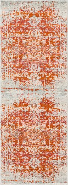 an orange and white area rug