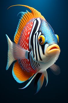 a close up of a fish on a blue background