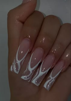 White Acrylic Nails, French Tip Acrylic Nails, Long Square Acrylic Nails, Bling Acrylic Nails, Acrylic Nails Coffin Short