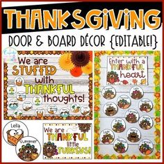 thanksgiving door and board decor editables for students to use in their homeschool