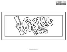 the word wonka bar with a top hat on it's head in black and white