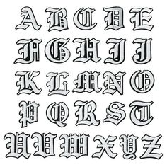 an old english alphabet with letters and numbers in the style of gothic lettering, handwritten by