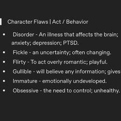 the words character plays act / behavior disorder - an lines that affects the brain and body